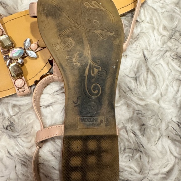 Madeline Stuart Blue and Cream Sandals with Embellished Straps - Picture 2 of 4